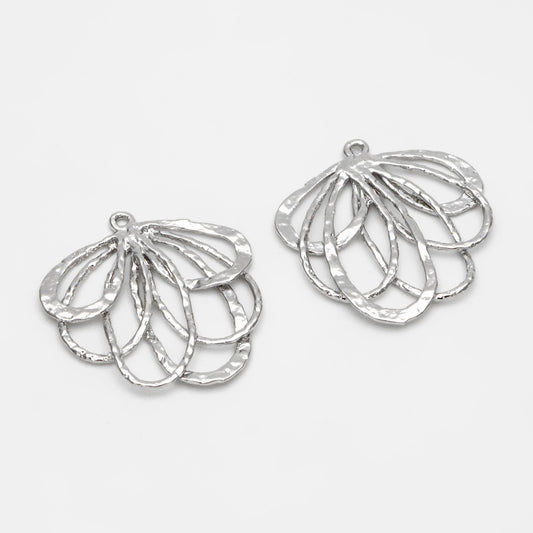 10pcs Textured Looped Charms, Gold/ Rhodium plated Brass Dangle Drop Earring Charms, Unique Statement Jewelry Earring Findings (GB-3065)