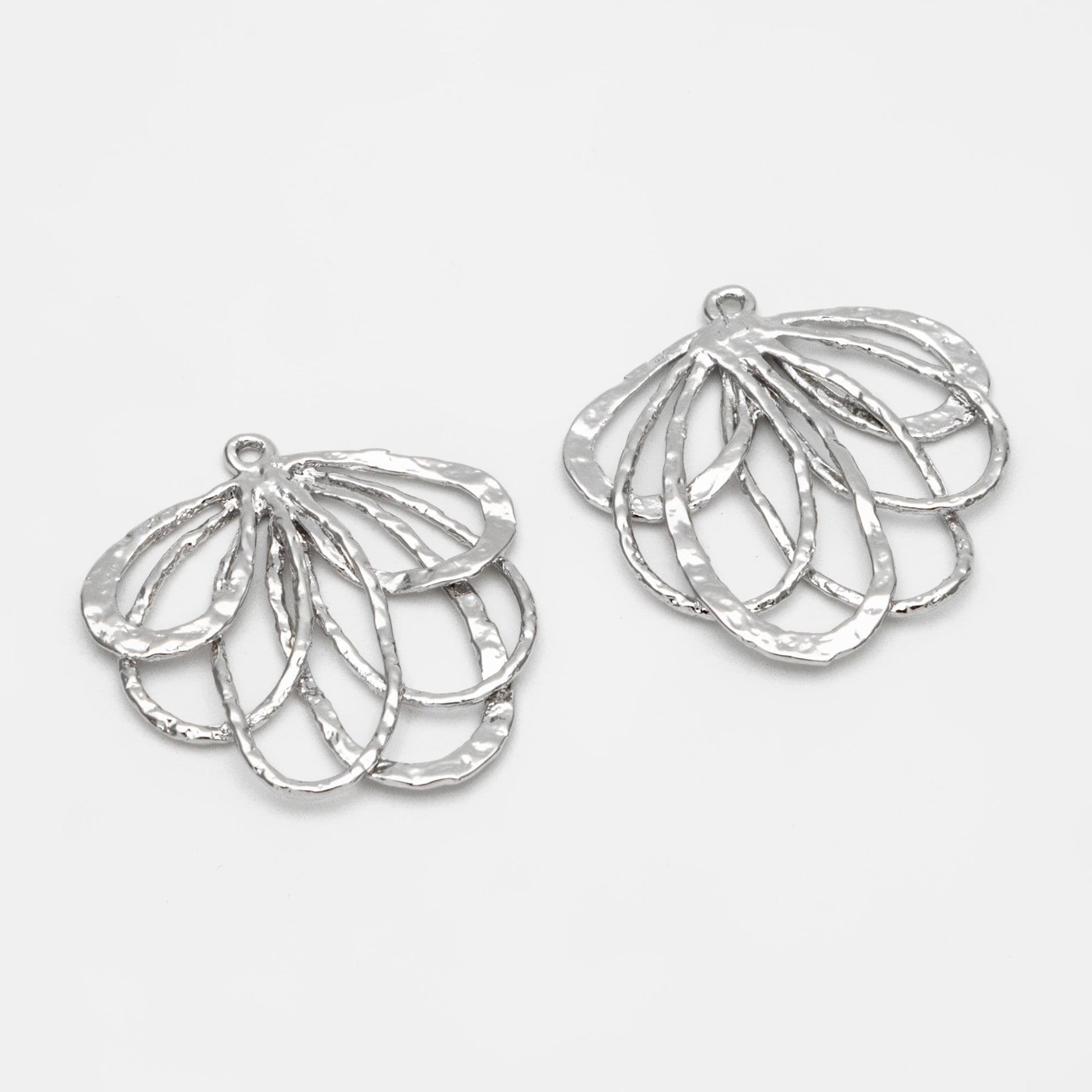10pcs Textured Looped Charms, Gold/ Rhodium plated Brass Dangle Drop Earring Charms, Unique Statement Jewelry Earring Findings (GB-3065)