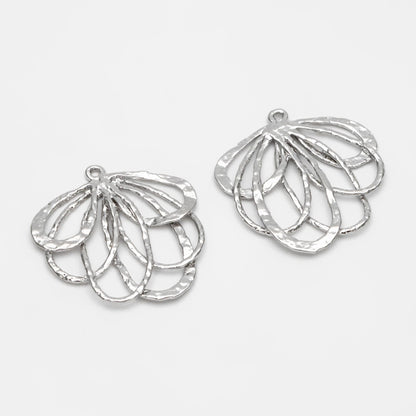 10pcs Textured Looped Charms, Gold/ Rhodium plated Brass Dangle Drop Earring Charms, Unique Statement Jewelry Earring Findings (GB-3065)