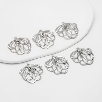 10pcs Textured Looped Charms, Gold/ Rhodium plated Brass Dangle Drop Earring Charms, Unique Statement Jewelry Earring Findings (GB-3065)