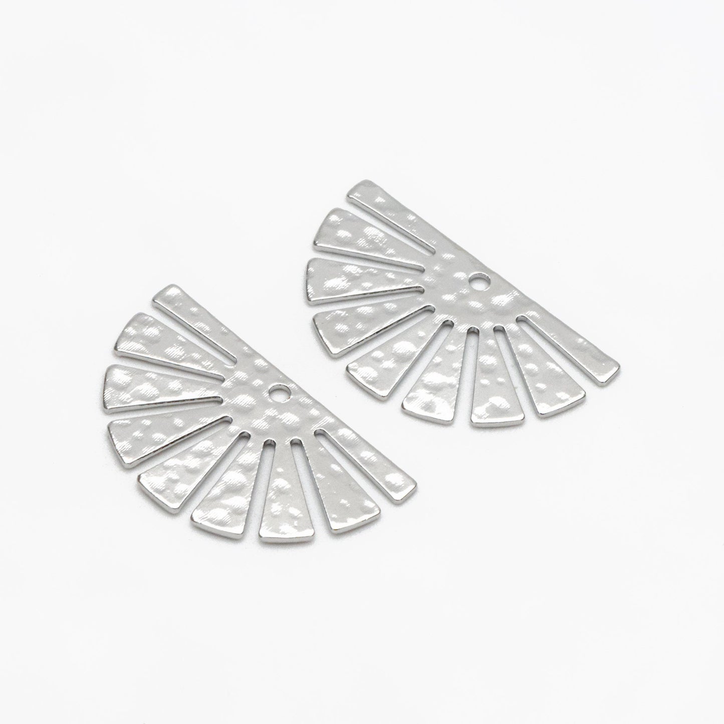 10pcs Gold/ Silver Hammered Half Sun Charm 14x25mm, 18K Gold/ Rhodium Plated Brass, Jewelry Making, Diy Material,Jewelry Supplies(GB-1404-C)