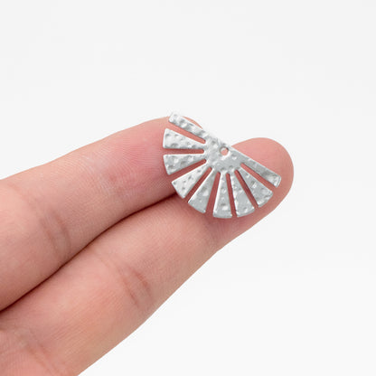 10pcs Gold/ Silver Hammered Half Sun Charm 14x25mm, 18K Gold/ Rhodium Plated Brass, Jewelry Making, Diy Material,Jewelry Supplies(GB-1404-C)