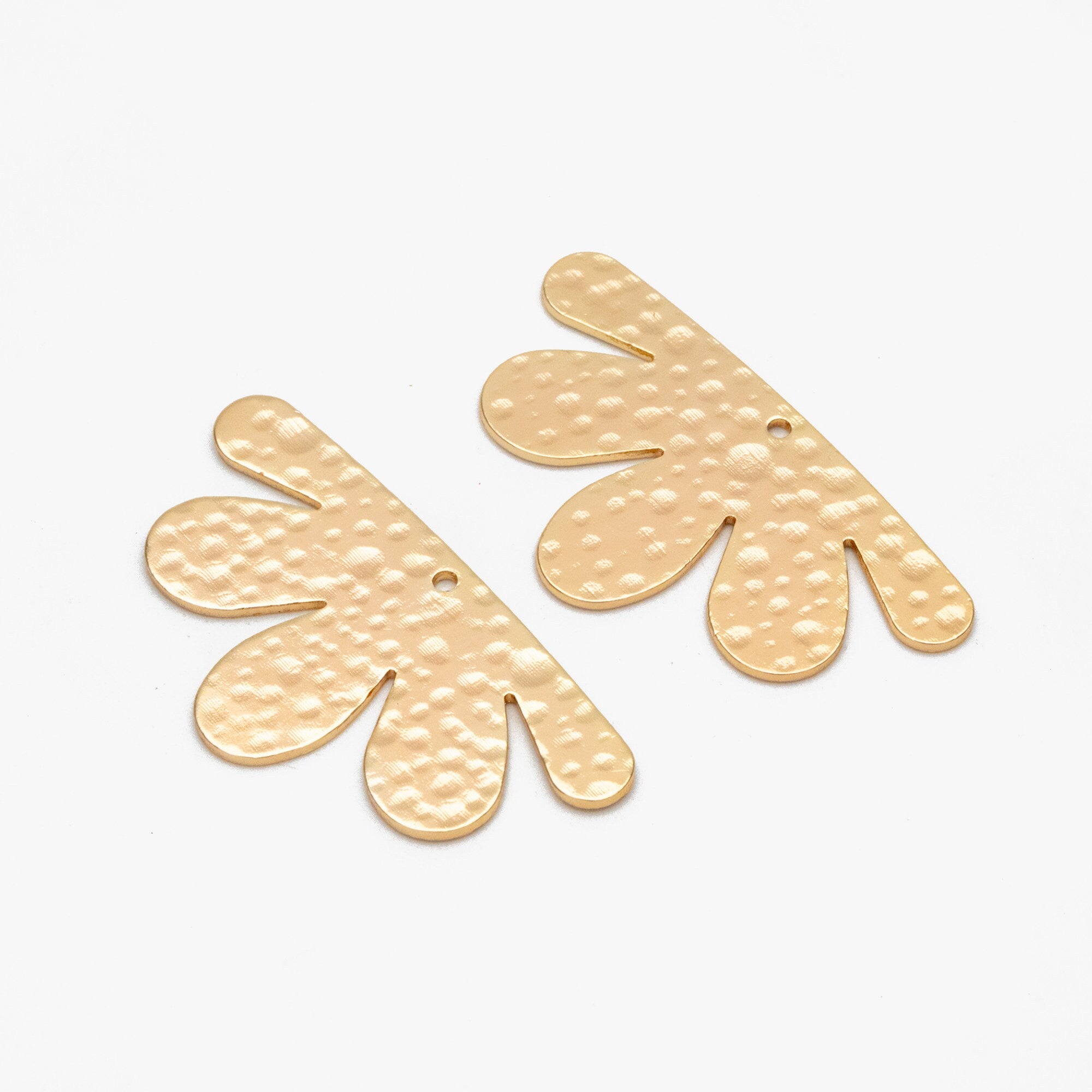 10pcs Gold/ Silver Hammered Flower Charm 18x34mm, 18K Gold/ Rhodium Plated Brass, Jewelry Making, Diy Material, Jewelry Supplies (GB-1404-I)