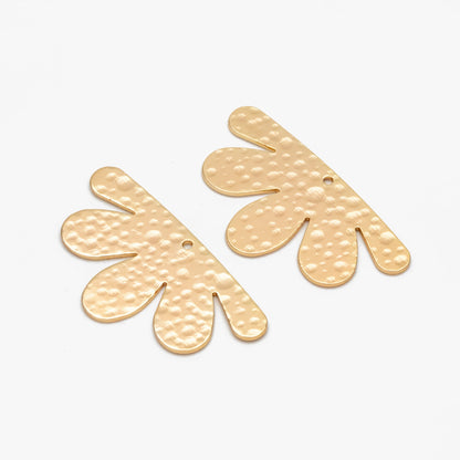 10pcs Gold/ Silver Hammered Flower Charm 18x34mm, 18K Gold/ Rhodium Plated Brass, Jewelry Making, Diy Material, Jewelry Supplies (GB-1404-I)