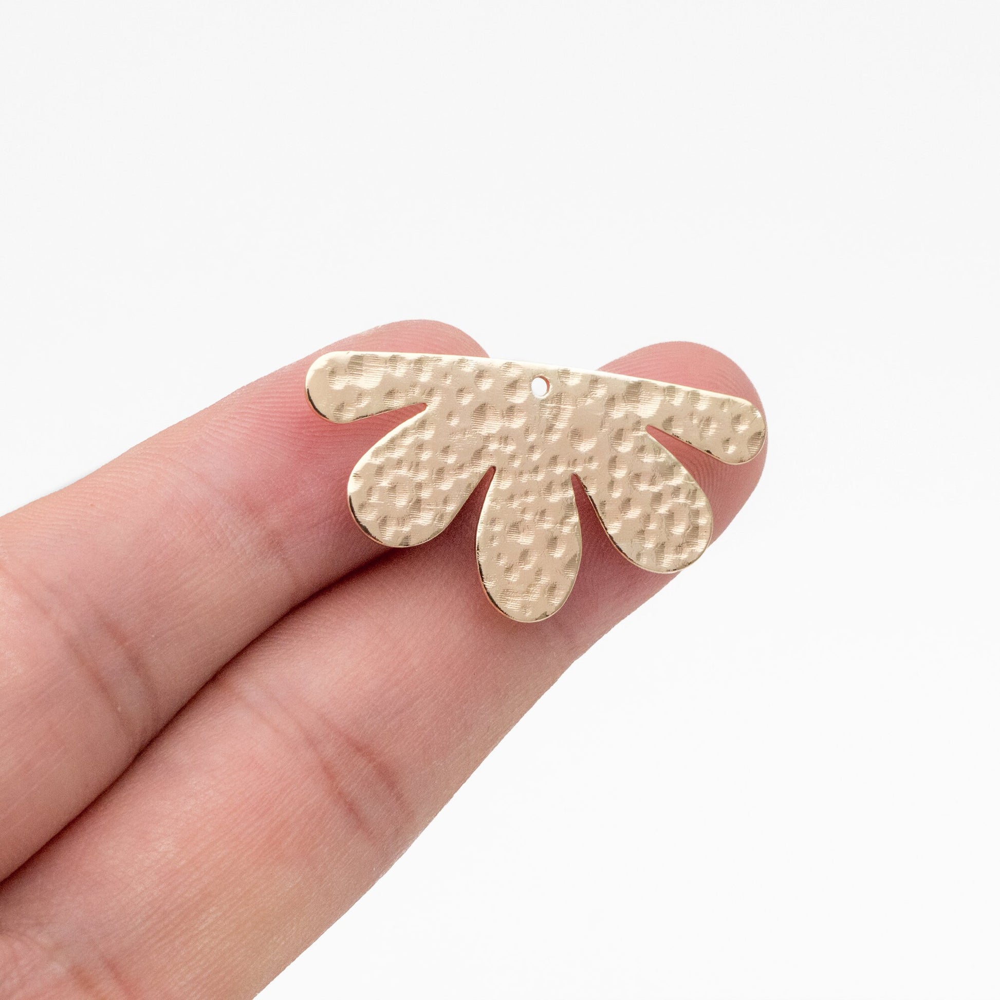 10pcs Gold/ Silver Hammered Flower Charm 18x34mm, 18K Gold/ Rhodium Plated Brass, Jewelry Making, Diy Material, Jewelry Supplies (GB-1404-I)