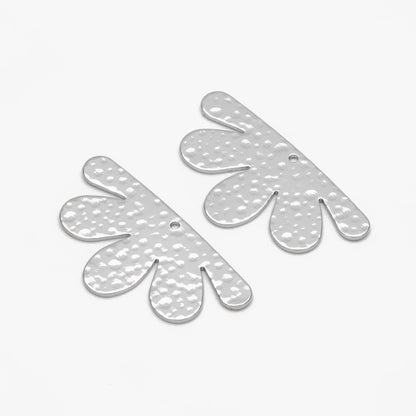 10pcs Gold/ Silver Hammered Flower Charm 18x34mm, 18K Gold/ Rhodium Plated Brass, Jewelry Making, Diy Material, Jewelry Supplies (GB-1404-I)
