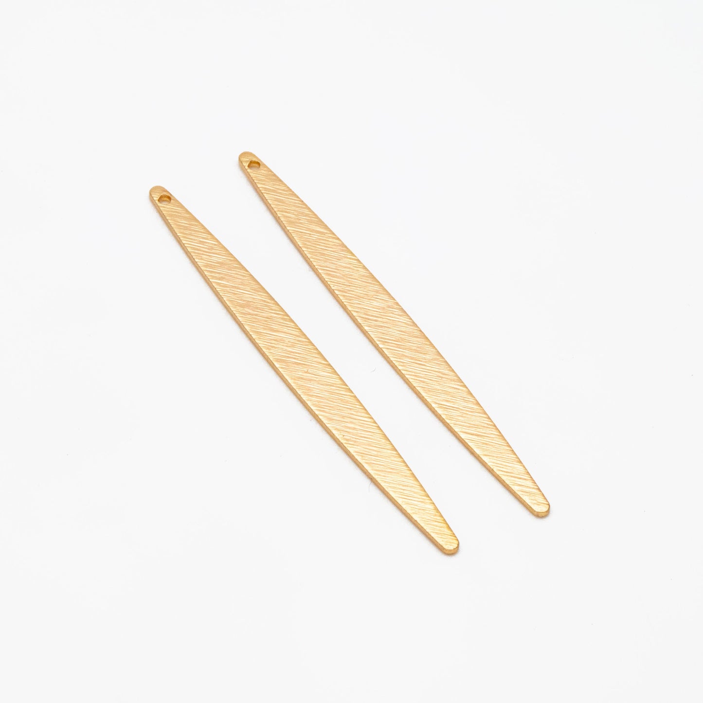 10pcs Gold/ Silver Brushed Long Oval Charms 62x5.5mm, 18K Gold/ Rhodium Plated Brass Earring Supply (GB-3817-I)