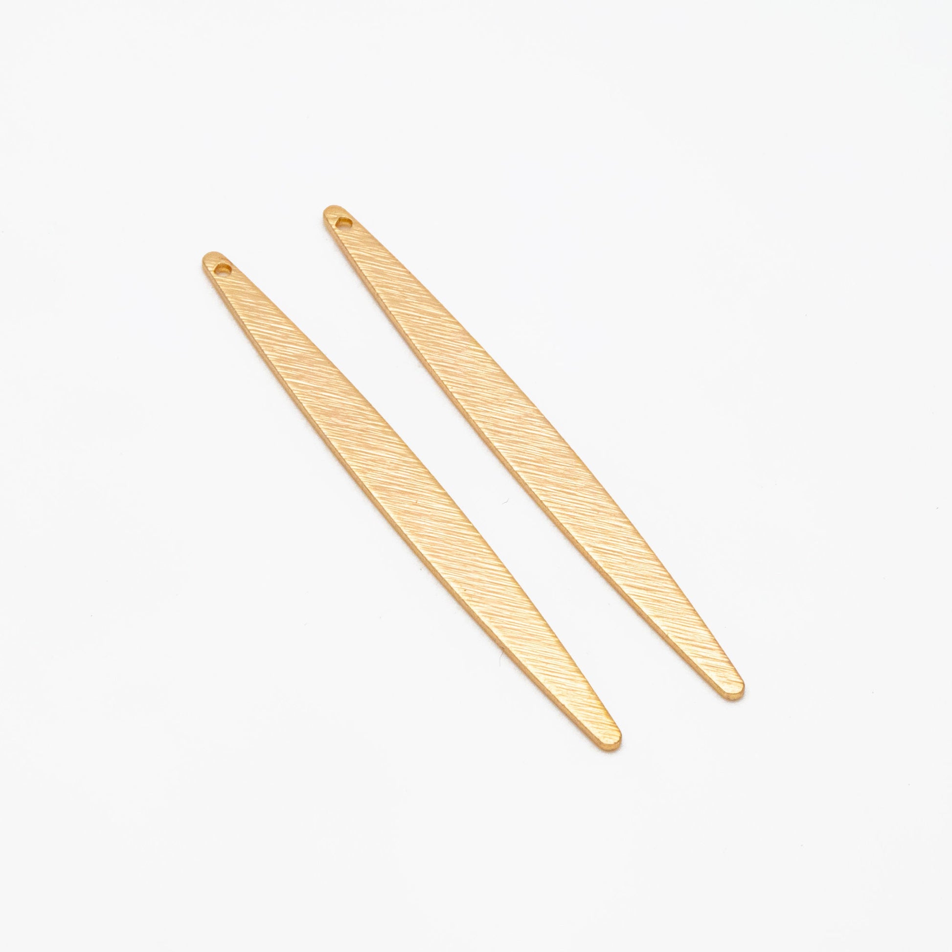 10pcs Gold/ Silver Brushed Long Oval Charms 62x5.5mm, 18K Gold/ Rhodium Plated Brass Earring Supply (GB-3817-I)