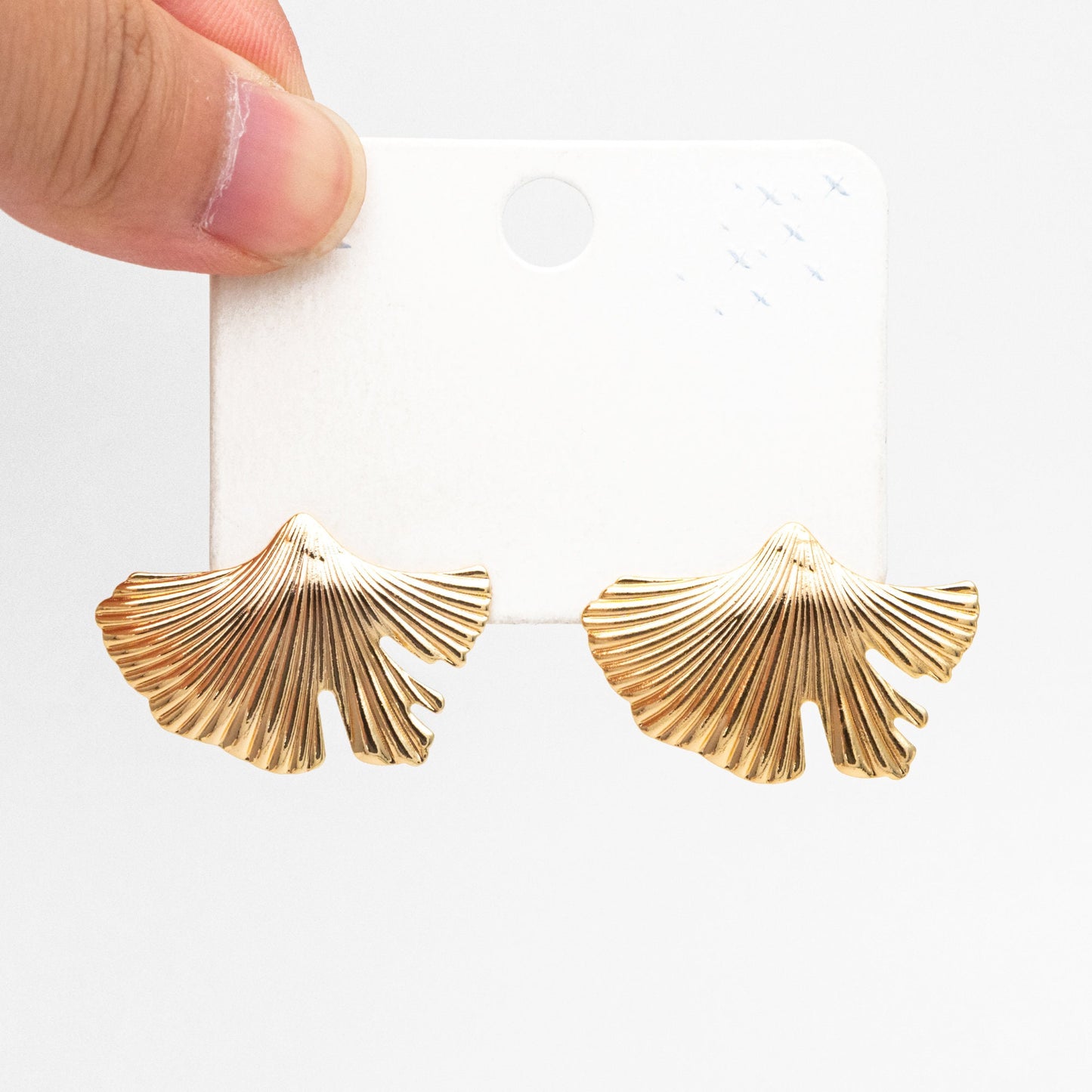 10pcs Gold/ Silver Ginkgo Leaf Earring, Gold/ Rhodium Plated Brass Minimalist Stud Earrings, DIY Ear Findings (GB-3820)