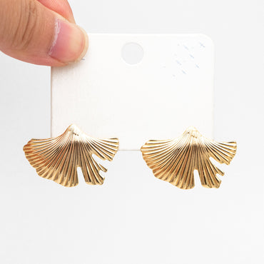 10pcs Gold/ Silver Ginkgo Leaf Earring, Gold/ Rhodium Plated Brass Minimalist Stud Earrings, DIY Ear Findings (GB-3820)