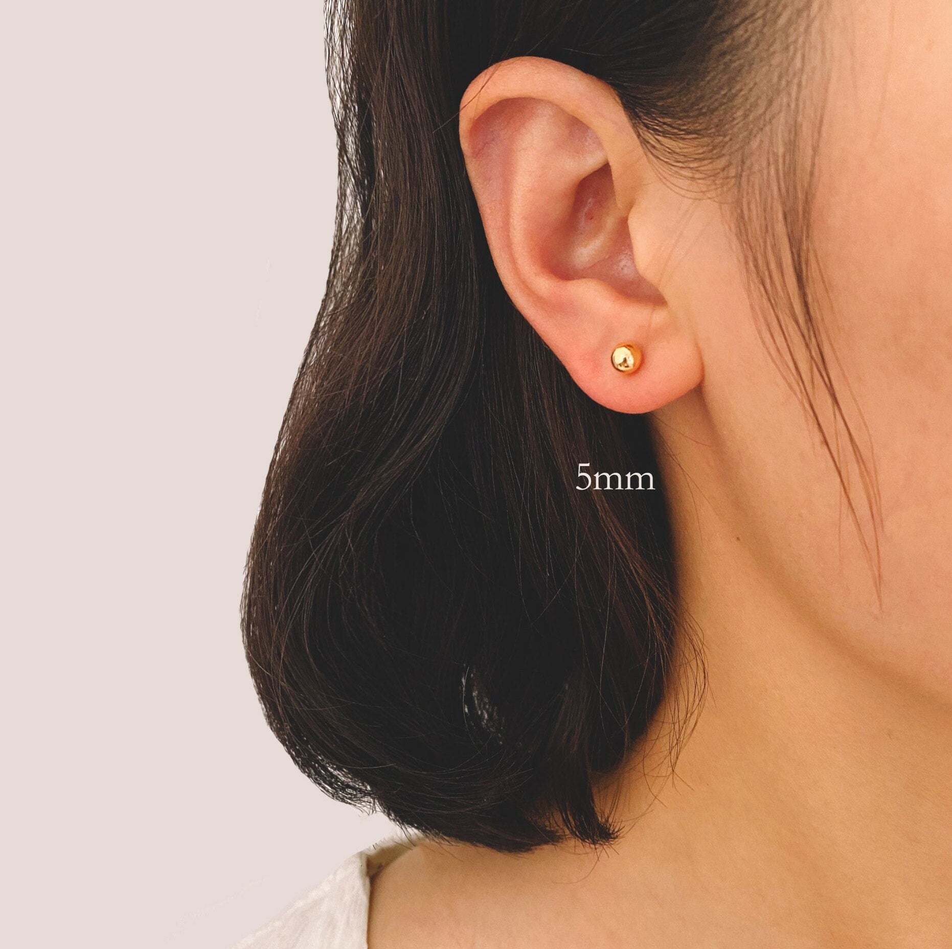 20pcs Gold/ Silver tone Ball Stud Earrings 3/ 4/ 5mm, Gold/ Rhodium plated Brass Simlpe Earring (GB-1479)