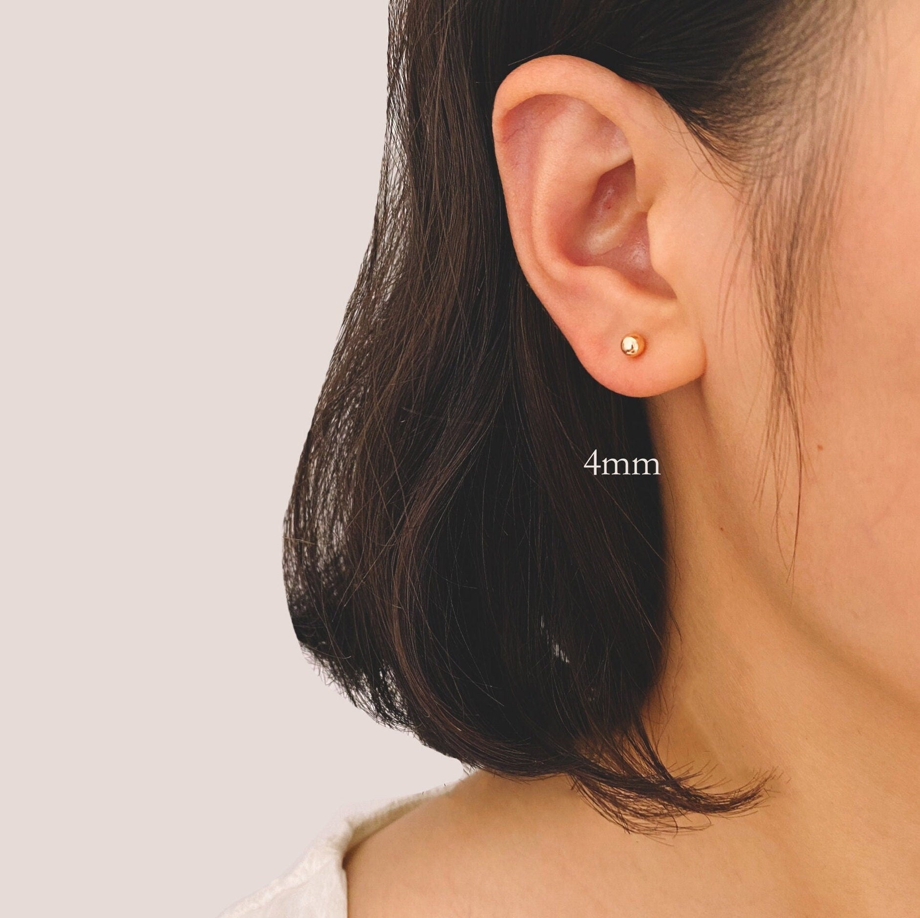 20pcs Gold/ Silver tone Ball Stud Earrings 3/ 4/ 5mm, Gold/ Rhodium plated Brass Simlpe Earring (GB-1479)