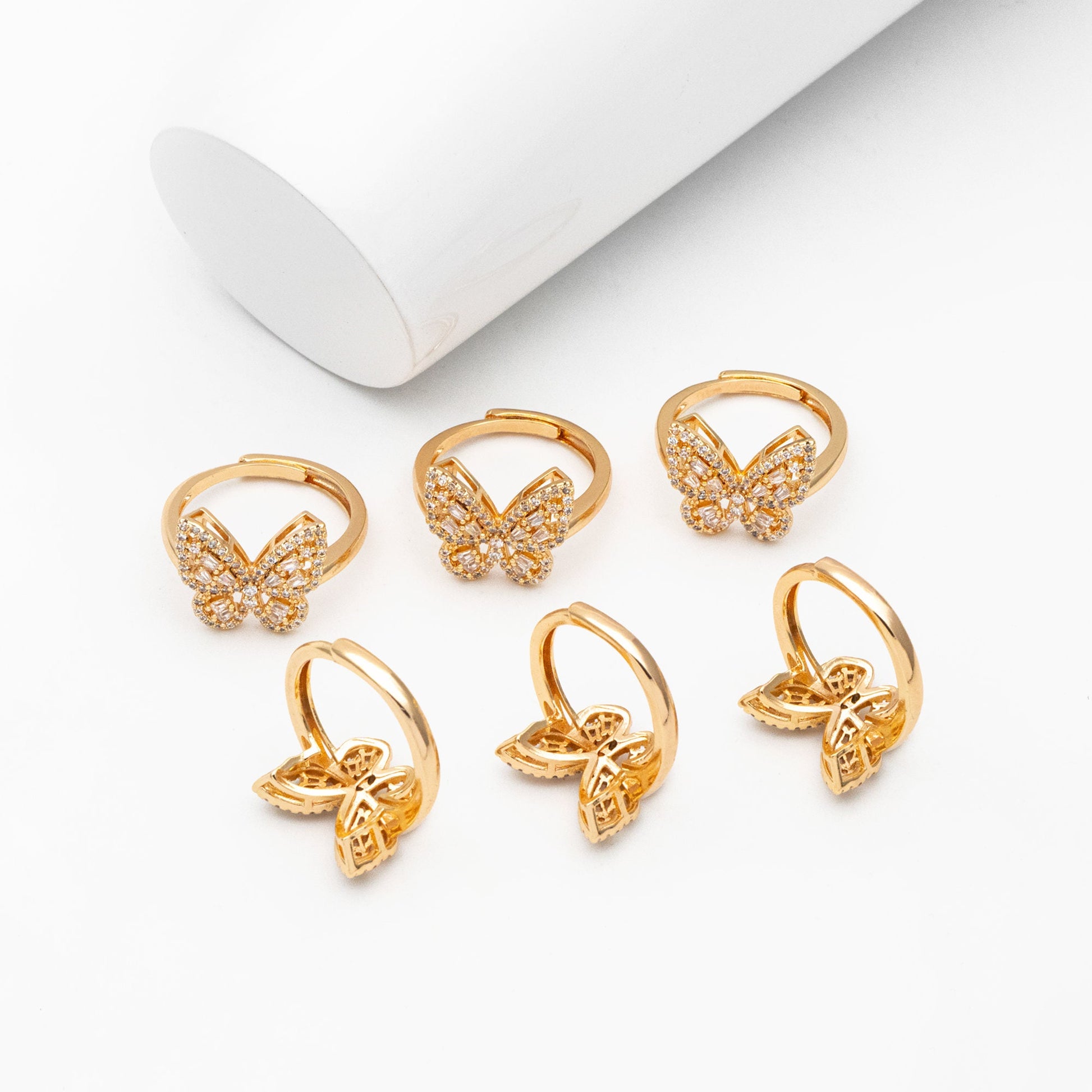 4pcs CZ Pave Butterfly Ring, Modern Style Ring, Fashion Rings, Dainty Rings, Adjustable Ring (#GB-3849)