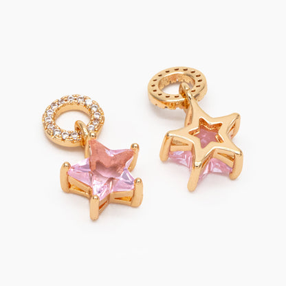 4pcs CZ Pave Gold Geometric Charms, Gold Plated Brass Crystal Charms, Diy Jewelry Making Supplies (GB-3850)