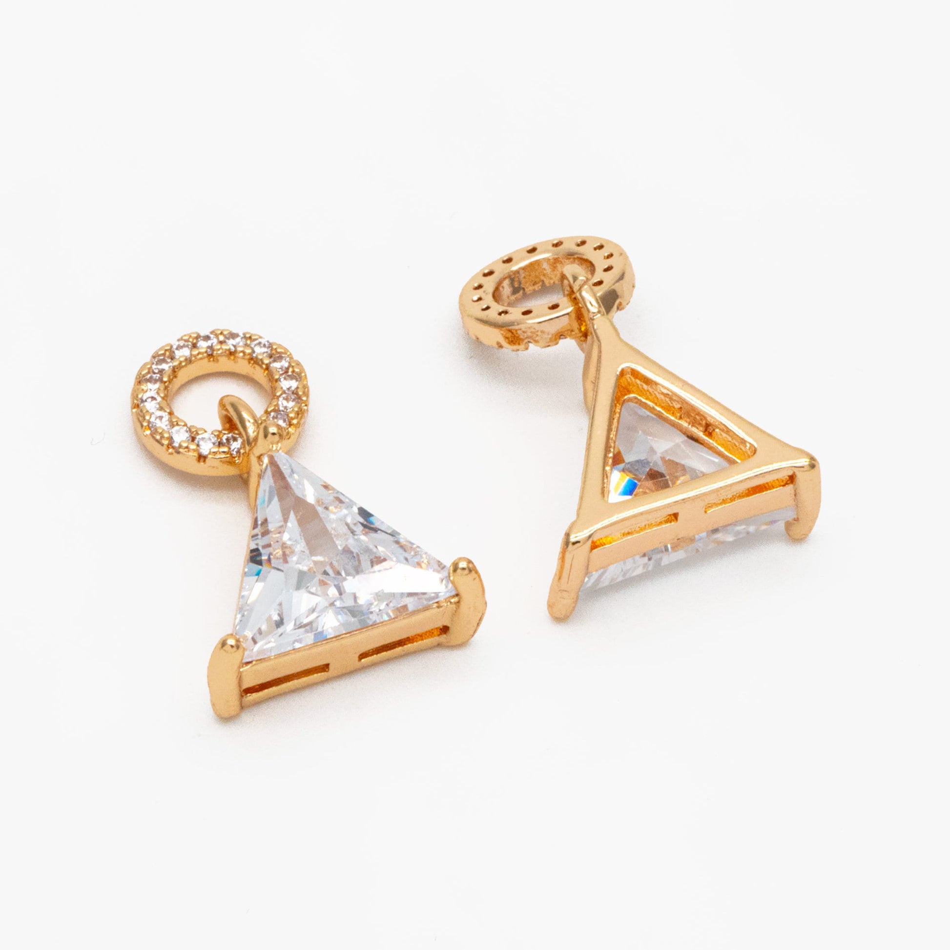 4pcs CZ Pave Gold Geometric Charms, Gold Plated Brass Crystal Charms, Diy Jewelry Making Supplies (GB-3850)