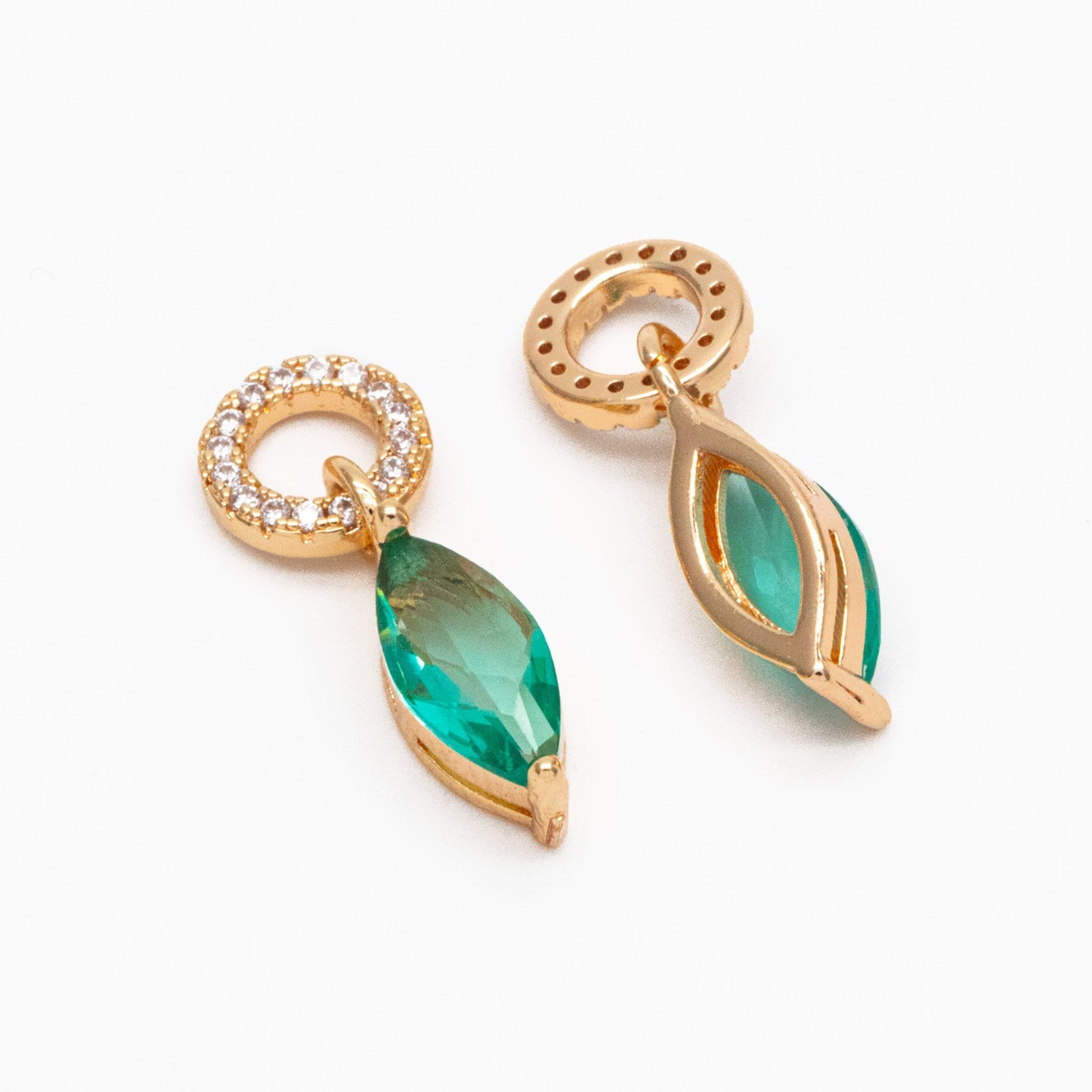 4pcs CZ Pave Gold Geometric Charms, Gold Plated Brass Crystal Charms, Diy Jewelry Making Supplies (GB-3850)