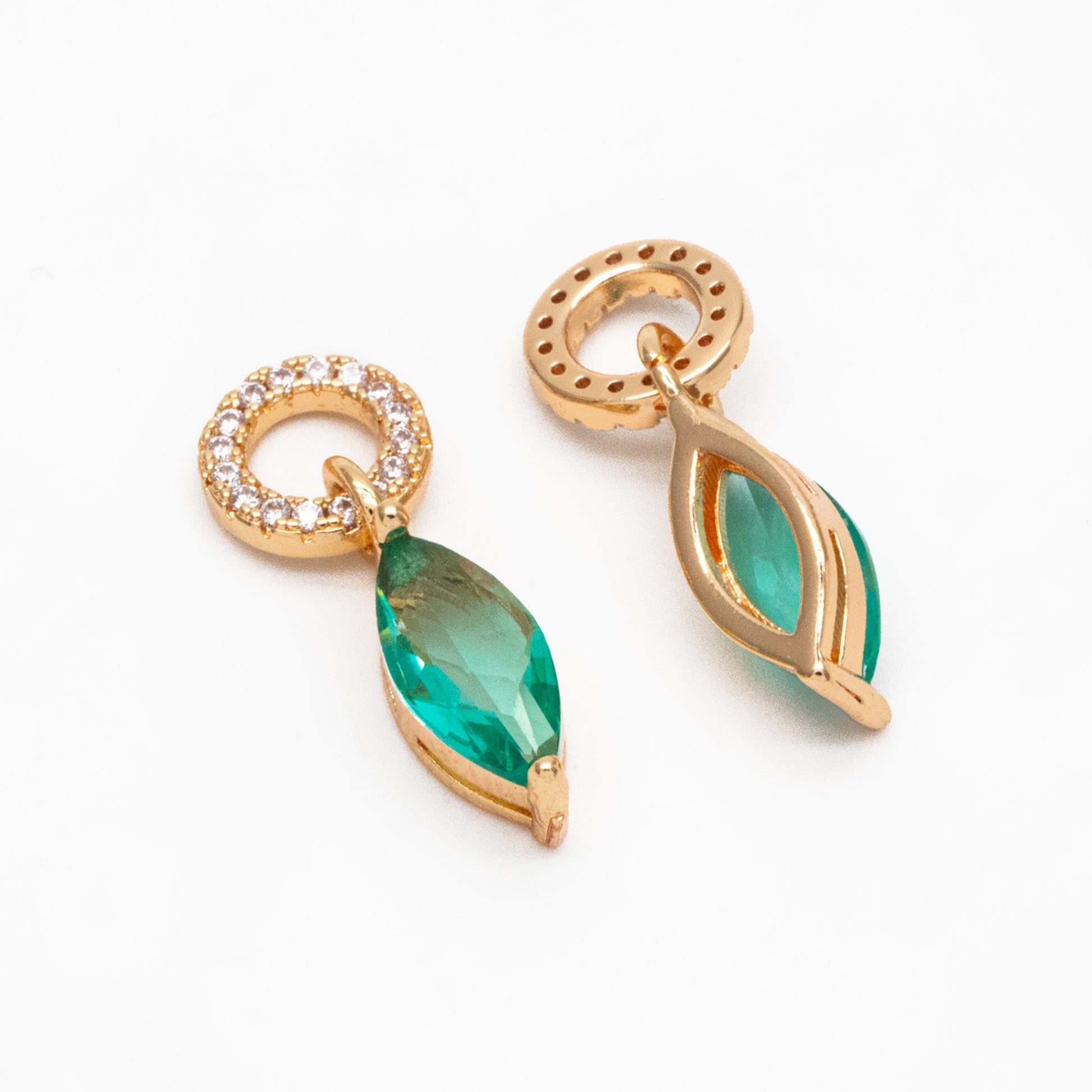 4pcs CZ Pave Gold Geometric Charms, Gold Plated Brass Crystal Charms, Diy Jewelry Making Supplies (GB-3850)