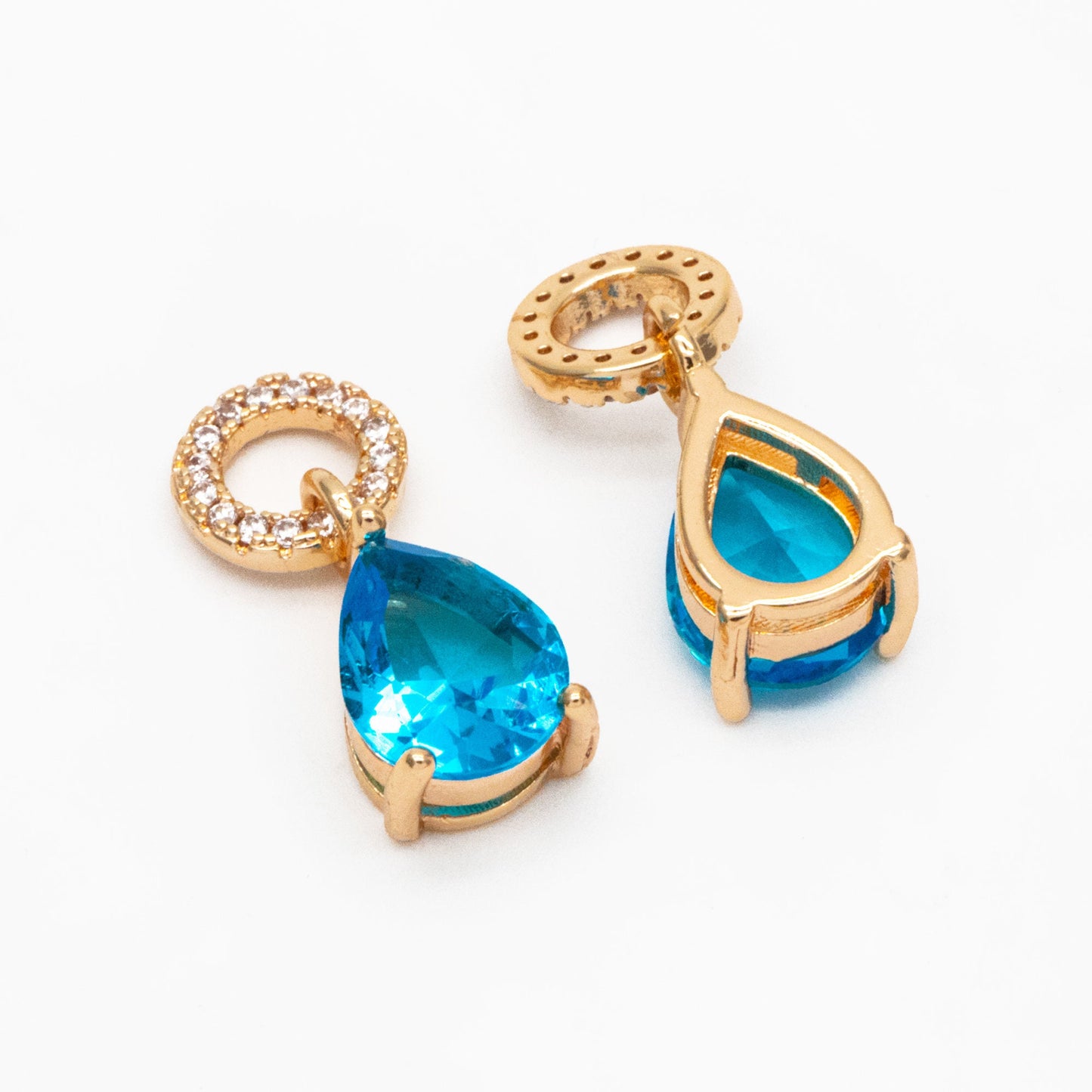 4pcs CZ Pave Gold Geometric Charms, Gold Plated Brass Crystal Charms, Diy Jewelry Making Supplies (GB-3850)