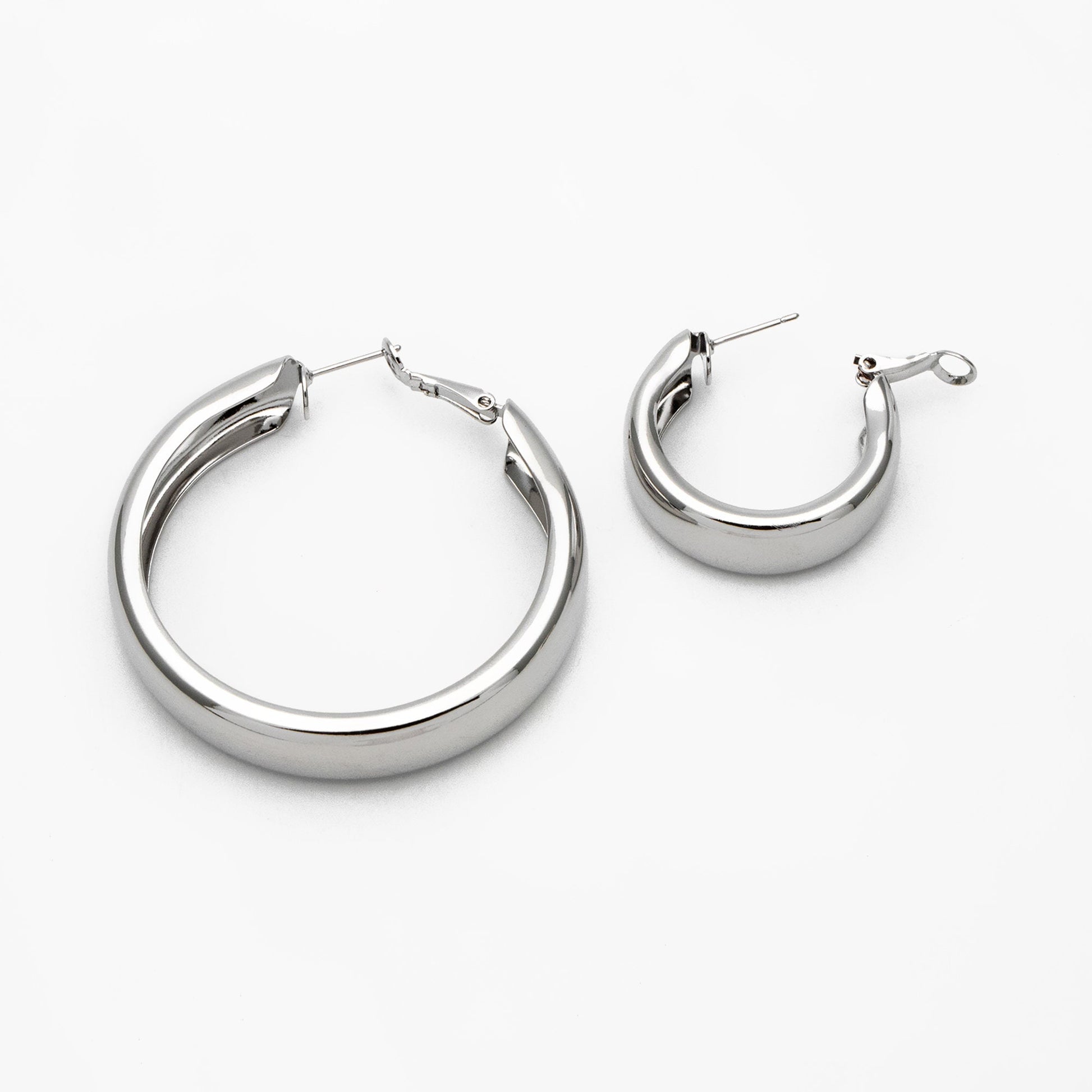 4pcs Chunky Hoop Earring Hooks: Gold/ Rhodium plated Brass, 30/ 50mm (GB-3730)