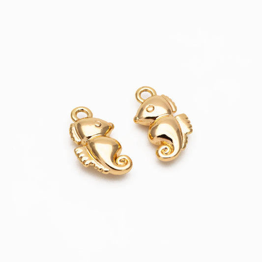 10pcs Gold Sea Horse Charm, Gold Chameleon Charm, Ocean Charm, Earring Charm, DIY Supplies Wholesale (GB-3936-A)