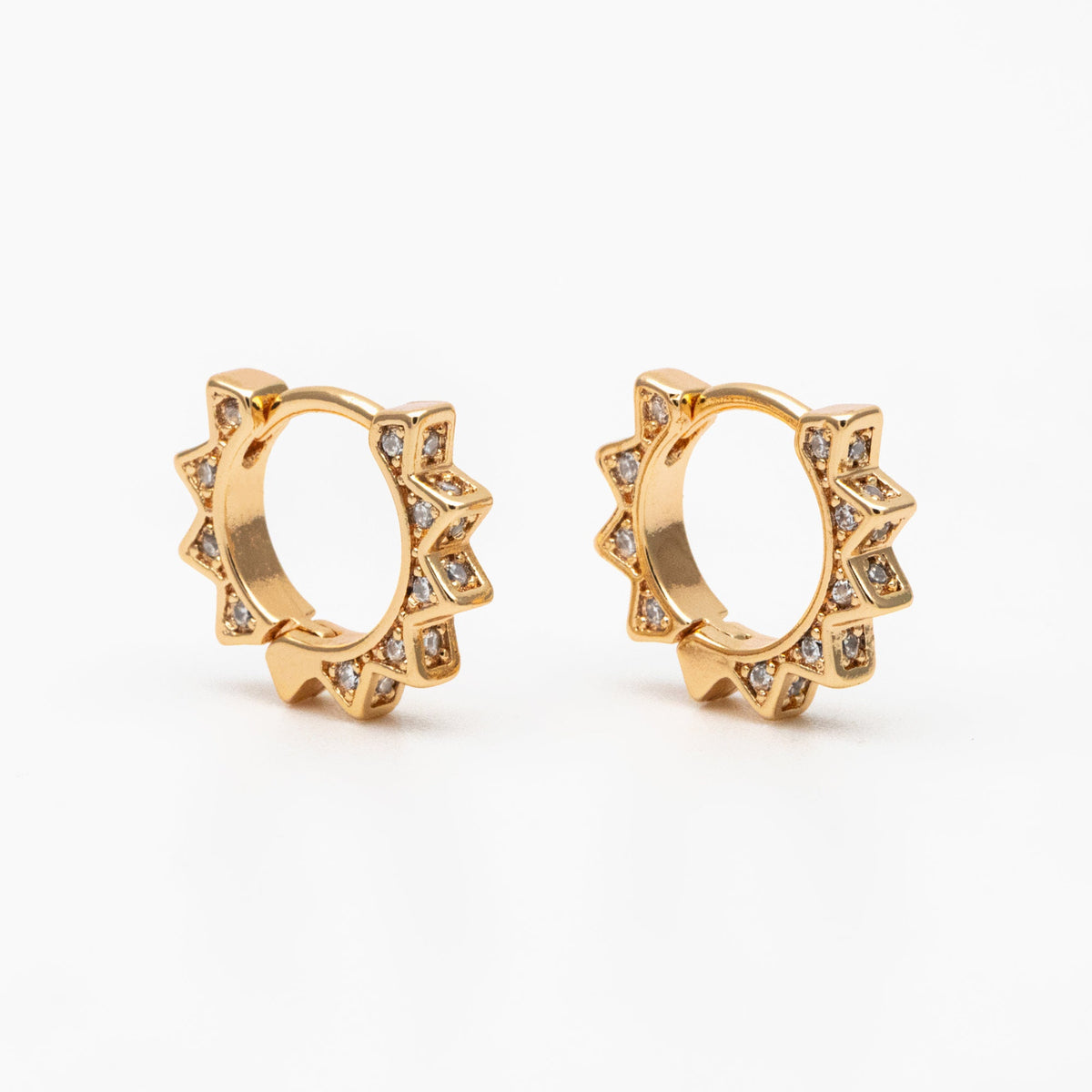 4pcs CZ Pave Gold/ Silver Sun Hoop Earrings, Dainty Huggie Earrings, Minimalist Earring, Hoops Earring (GB-3826-A)