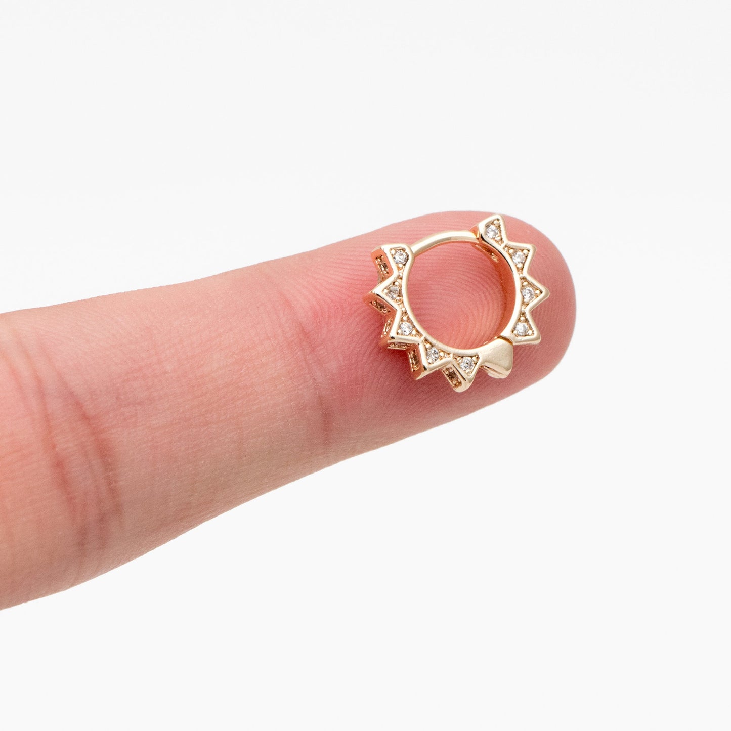 4pcs CZ Pave Gold/ Silver Sun Hoop Earrings, Dainty Huggie Earrings, Minimalist Earring, Hoops Earring (GB-3826-A)