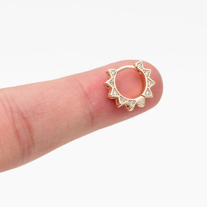 4pcs CZ Pave Gold/ Silver Sun Hoop Earrings, Dainty Huggie Earrings, Minimalist Earring, Hoops Earring (GB-3826-A)
