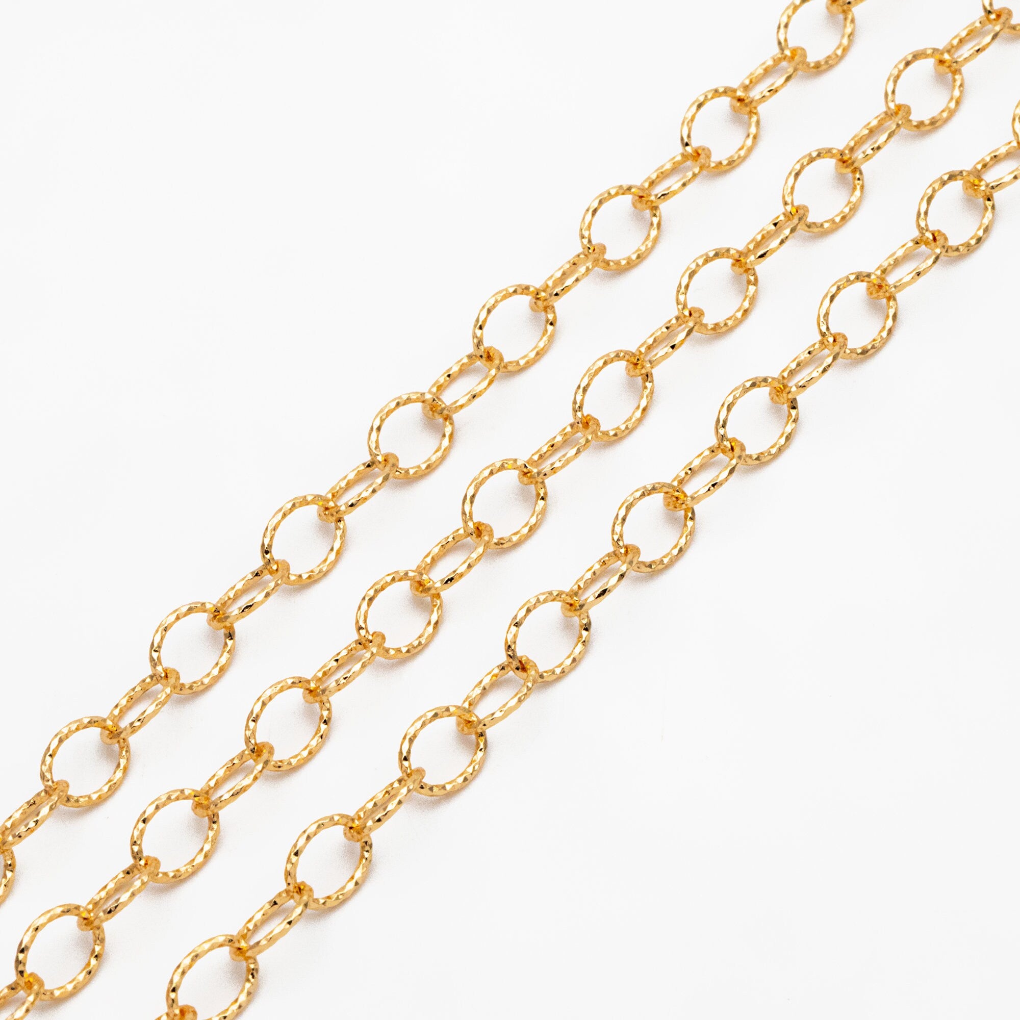 Gold Oval Cable Chain, 18K Gold plated Brass, Oval Link Chain, Jewelry Supplies (#LK-592)/ 1 Meter=3.3ft
