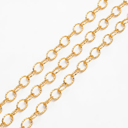 Gold Oval Cable Chain, 18K Gold plated Brass, Oval Link Chain, Jewelry Supplies (#LK-592)/ 1 Meter=3.3ft