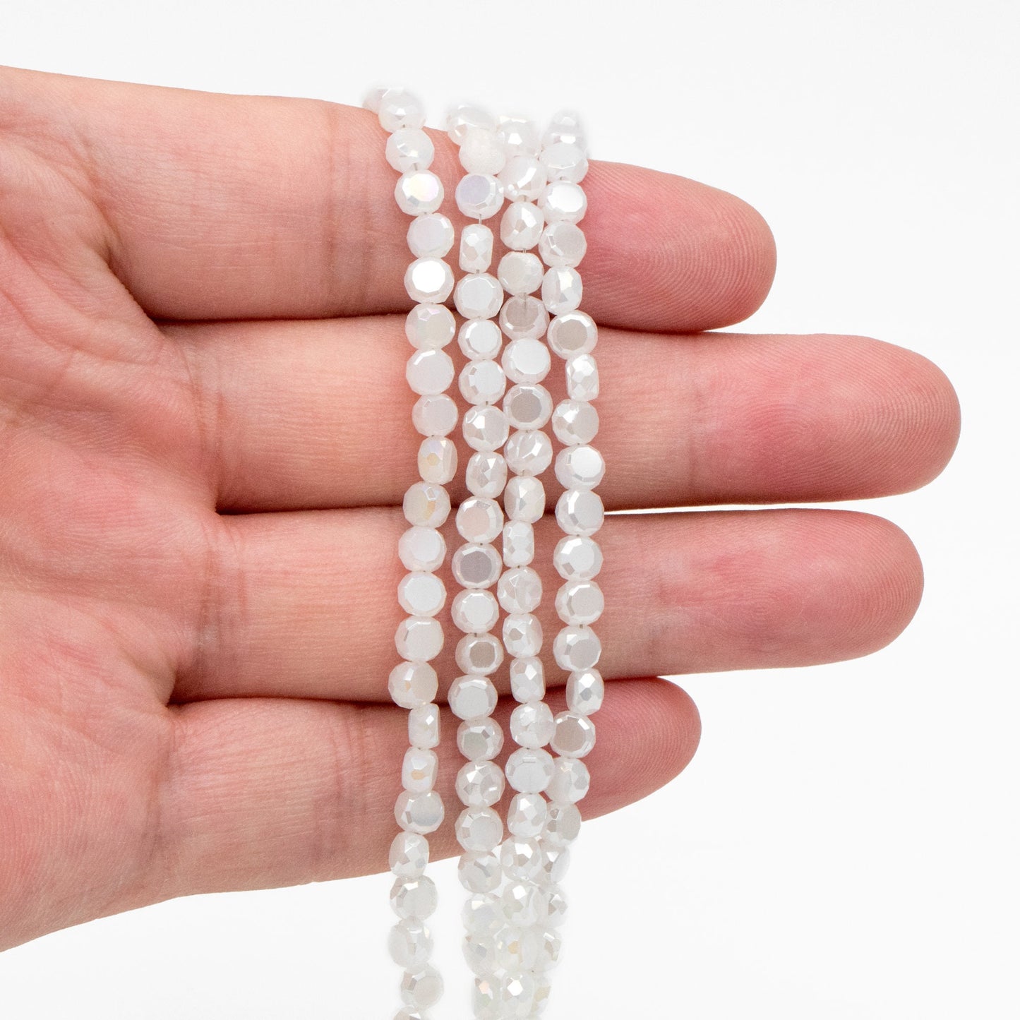 130pcs Rondelle Coin Glass Beads, Crystal Round Button Beads 4mm (TS-124)