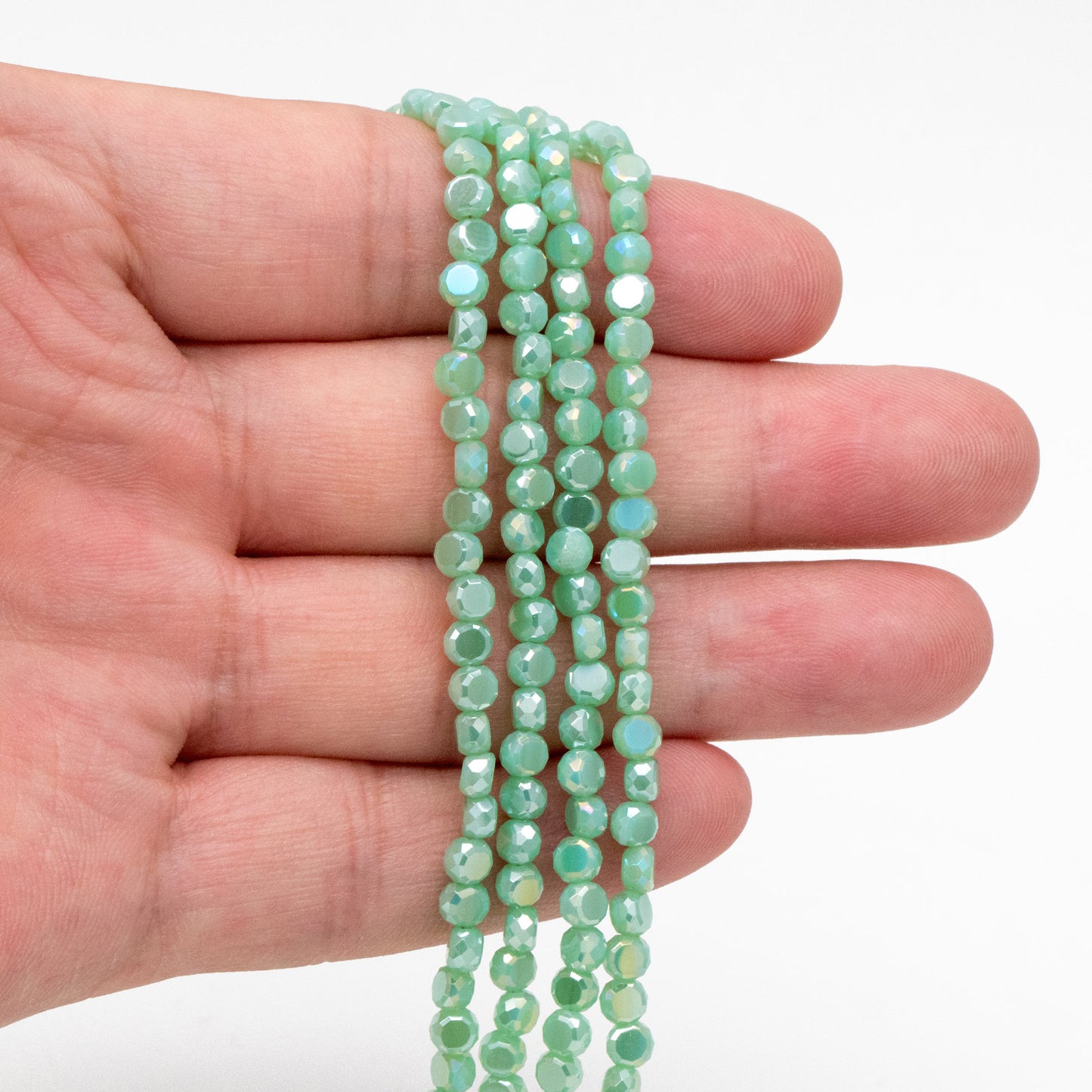 130pcs Rondelle Coin Glass Beads, Crystal Round Button Beads 4mm (TS-124)