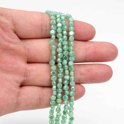 130pcs Rondelle Coin Glass Beads, Crystal Round Button Beads 4mm (TS-124)