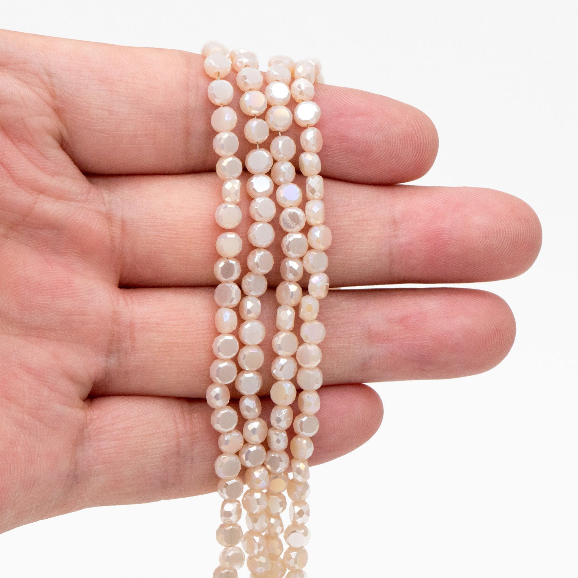 130pcs Rondelle Coin Glass Beads, Crystal Round Button Beads 4mm (TS-124)