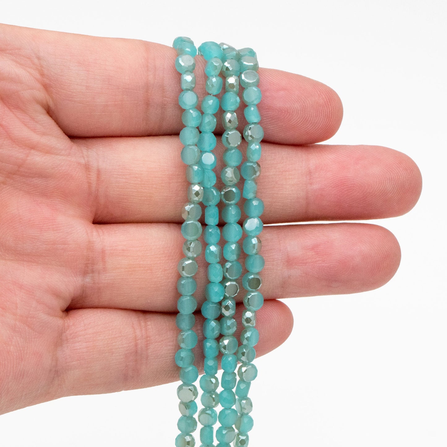 130pcs Rondelle Coin Glass Beads, Crystal Round Button Beads 4mm (TS-124)