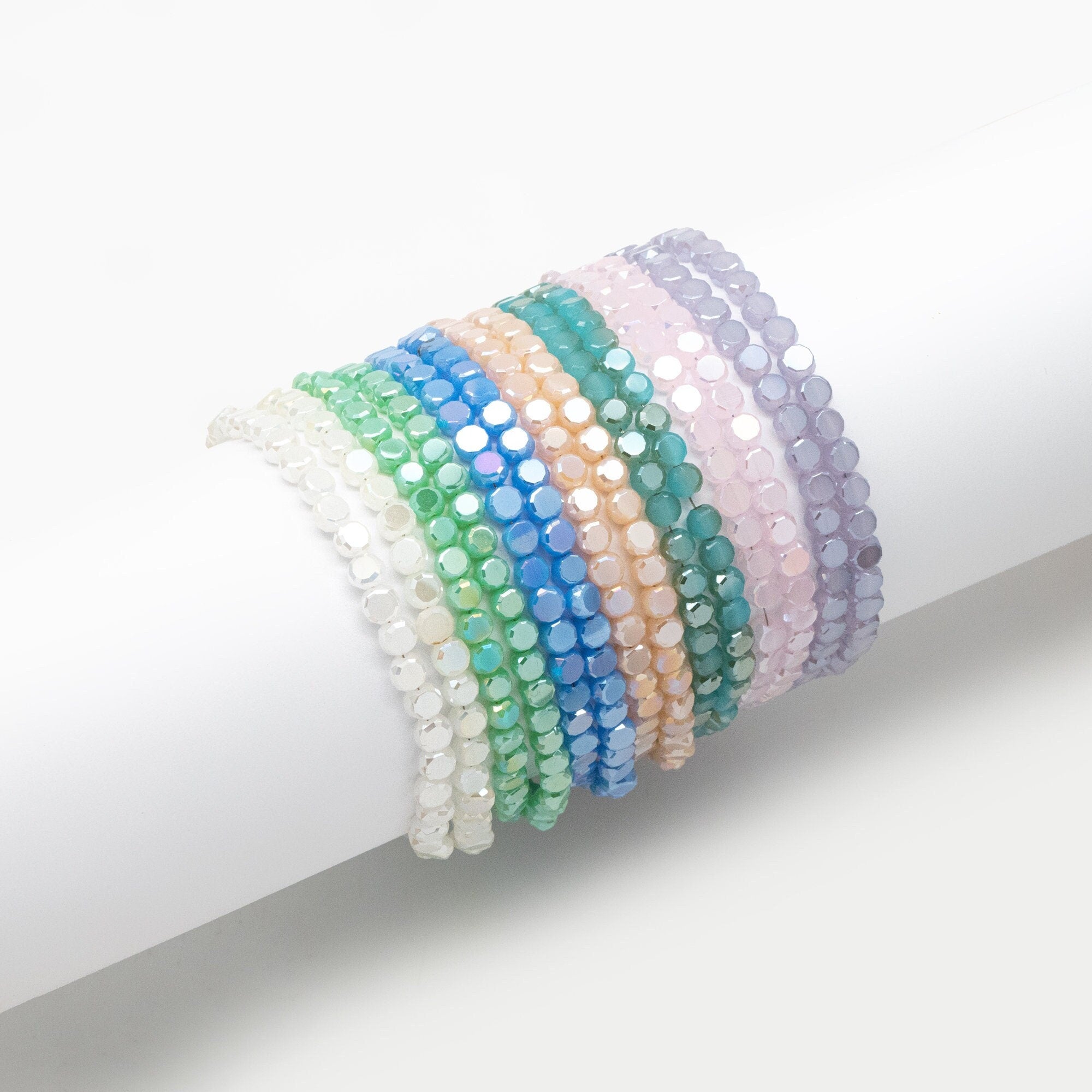 130pcs Rondelle Coin Glass Beads, Crystal Round Button Beads 4mm (TS-124)