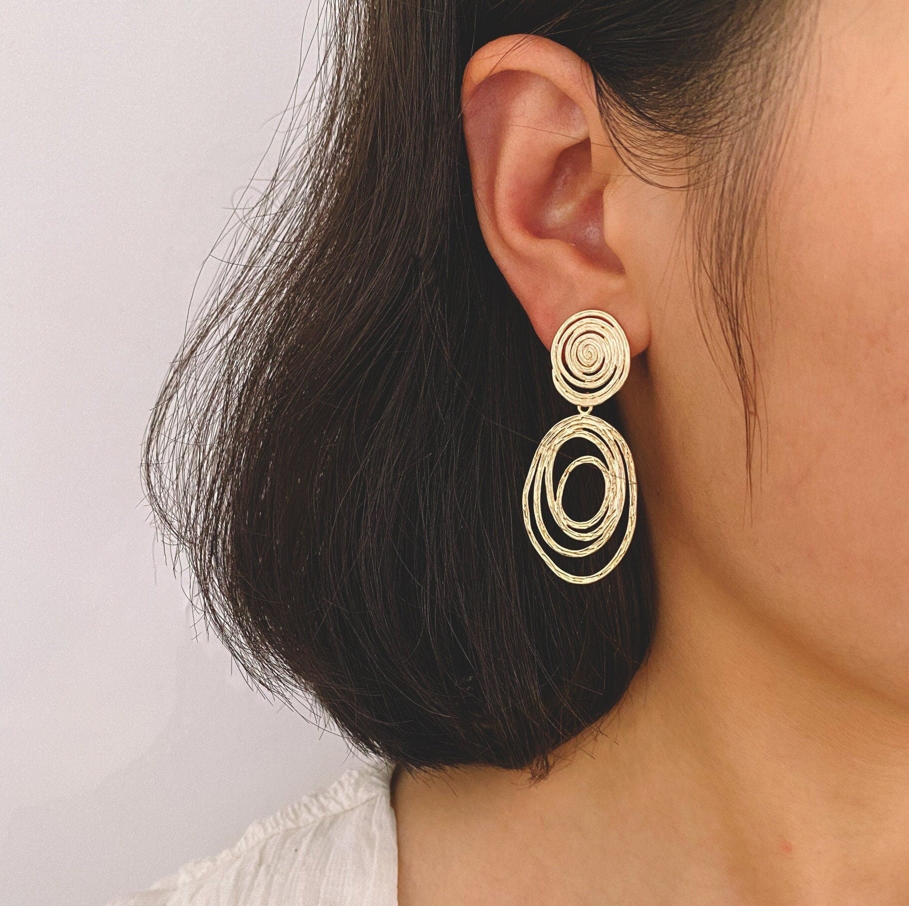 4pcs Gold/ Silver Vortex Earrings, Swirl Stud Earrings, Everyday Earrings, Handmade Earrings, Gift For Her (ER-094)