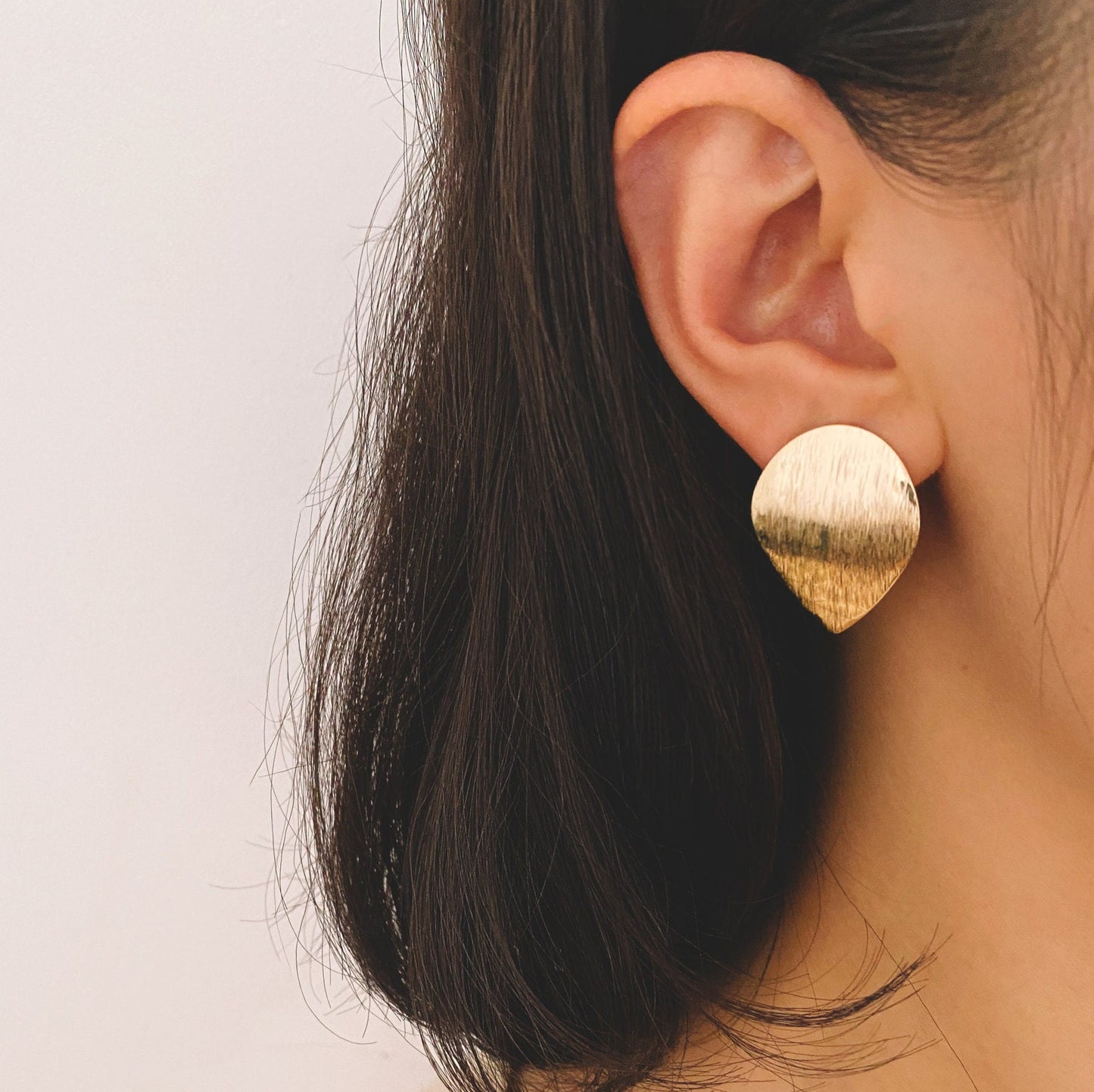 10pcs Brushed Gold Ear Posts with Loops, Real Gold Plated Brass, Triangle Star Round Oval Teardrop Geometric Earring Studs (GB-263)