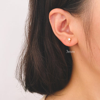 10pcs CZ Pave Ear Posts 3/ 4mm with Loops, Real Gold Plated Brass Stud Earrings, Sterling Silver Pin (#GB-313)