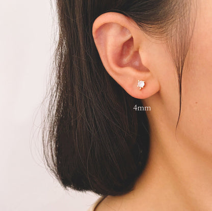 10pcs CZ Pave Ear Posts 3/ 4mm with Loops, Real Gold Plated Brass Stud Earrings, Sterling Silver Pin (#GB-313)