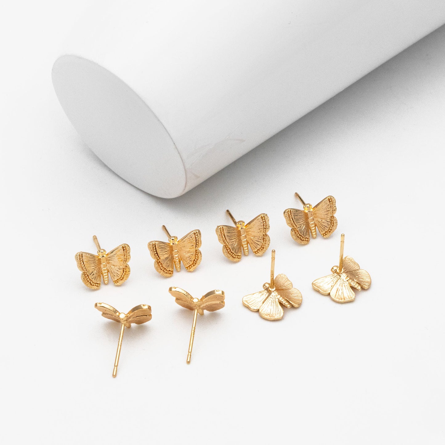 10pcs Gold/ Silver Butterfly Ear post, Gold/ Rhodium plated Brass, Dianty Butterfly Ear Studs, Jewelry Supplies (GB-3831)