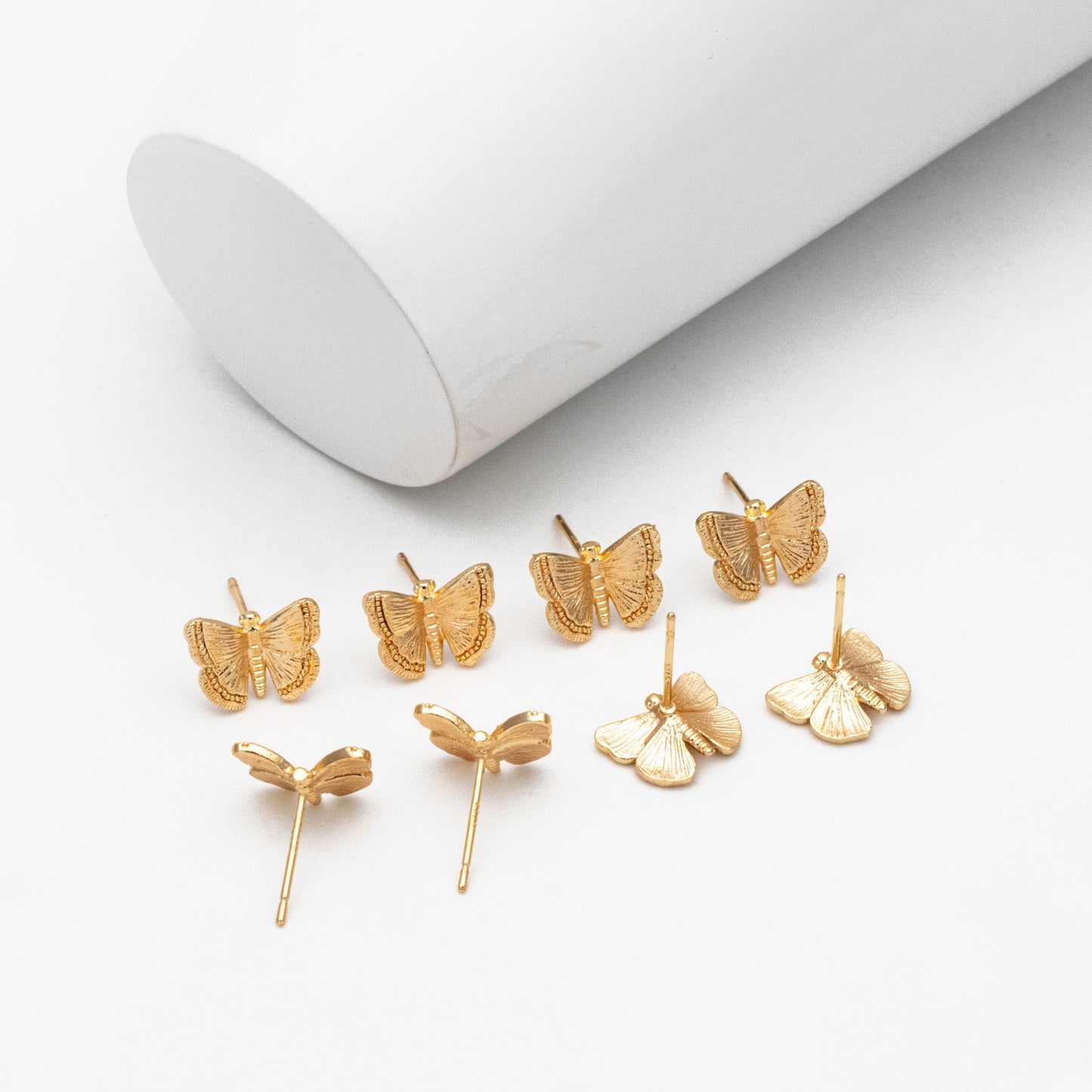 10pcs Gold/ Silver Butterfly Ear post, Gold/ Rhodium plated Brass, Dianty Butterfly Ear Studs, Jewelry Supplies (GB-3831)