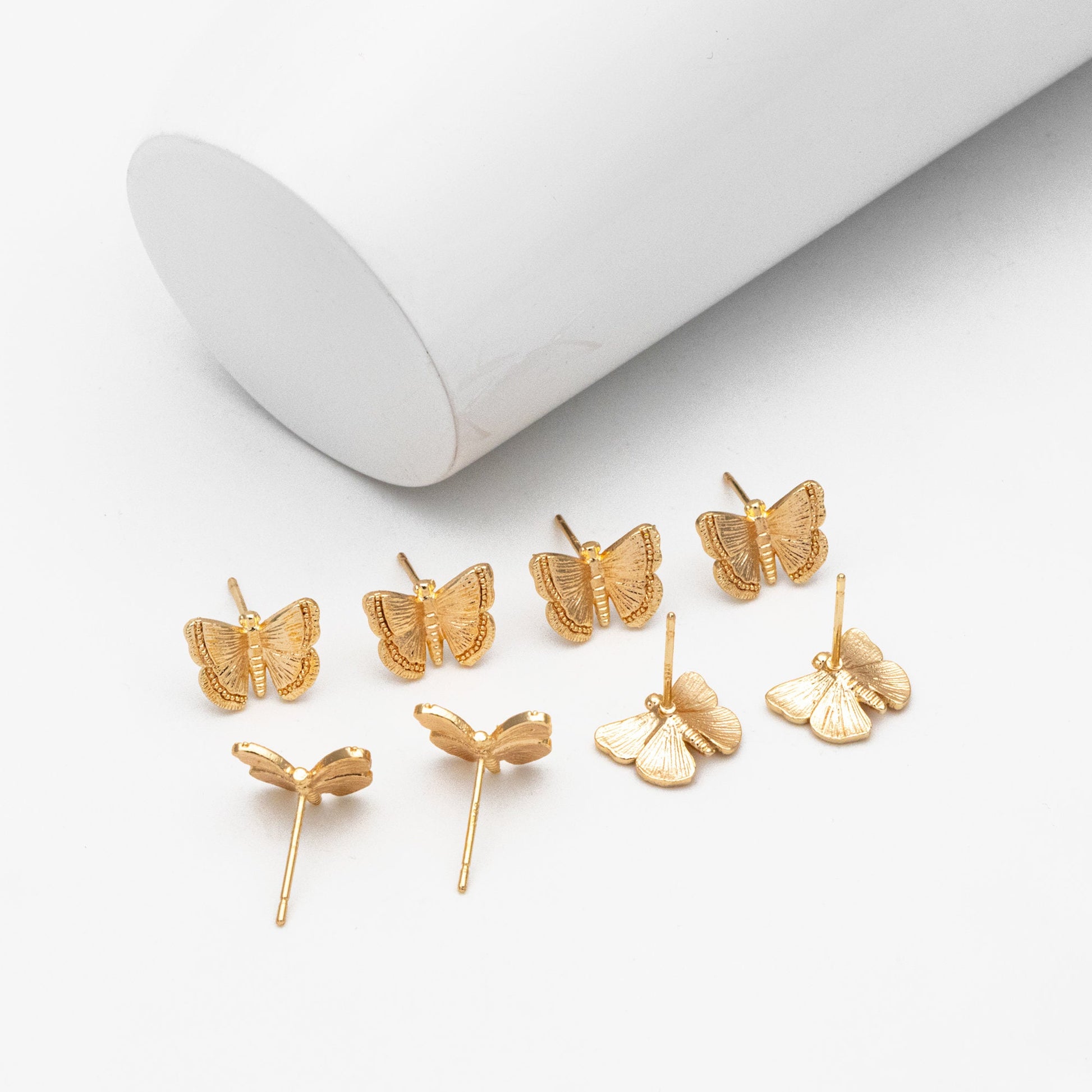 10pcs Gold/ Silver Butterfly Ear post, Gold/ Rhodium plated Brass, Dianty Butterfly Ear Studs, Jewelry Supplies (GB-3831)