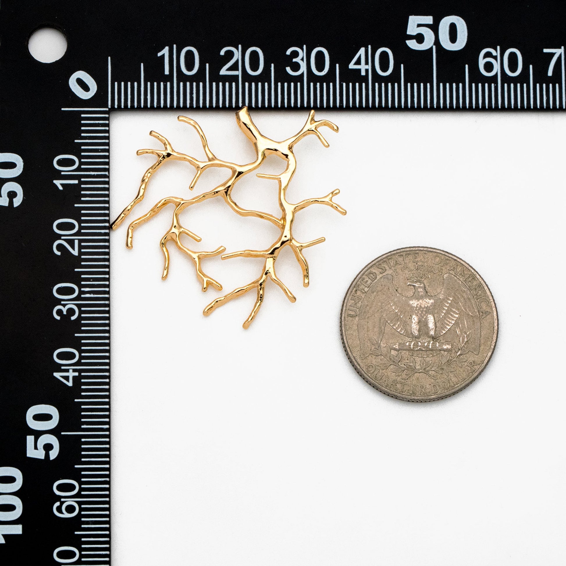 4pcs Gold Branch Charms, 18K Gold plated Brass, Jewelry Making, Diy Material, Jewelry Supplies (GB-2672-C)