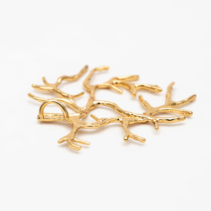 4pcs Gold Branch Charms, 18K Gold plated Brass, Jewelry Making, Diy Material, Jewelry Supplies (GB-2672-C)