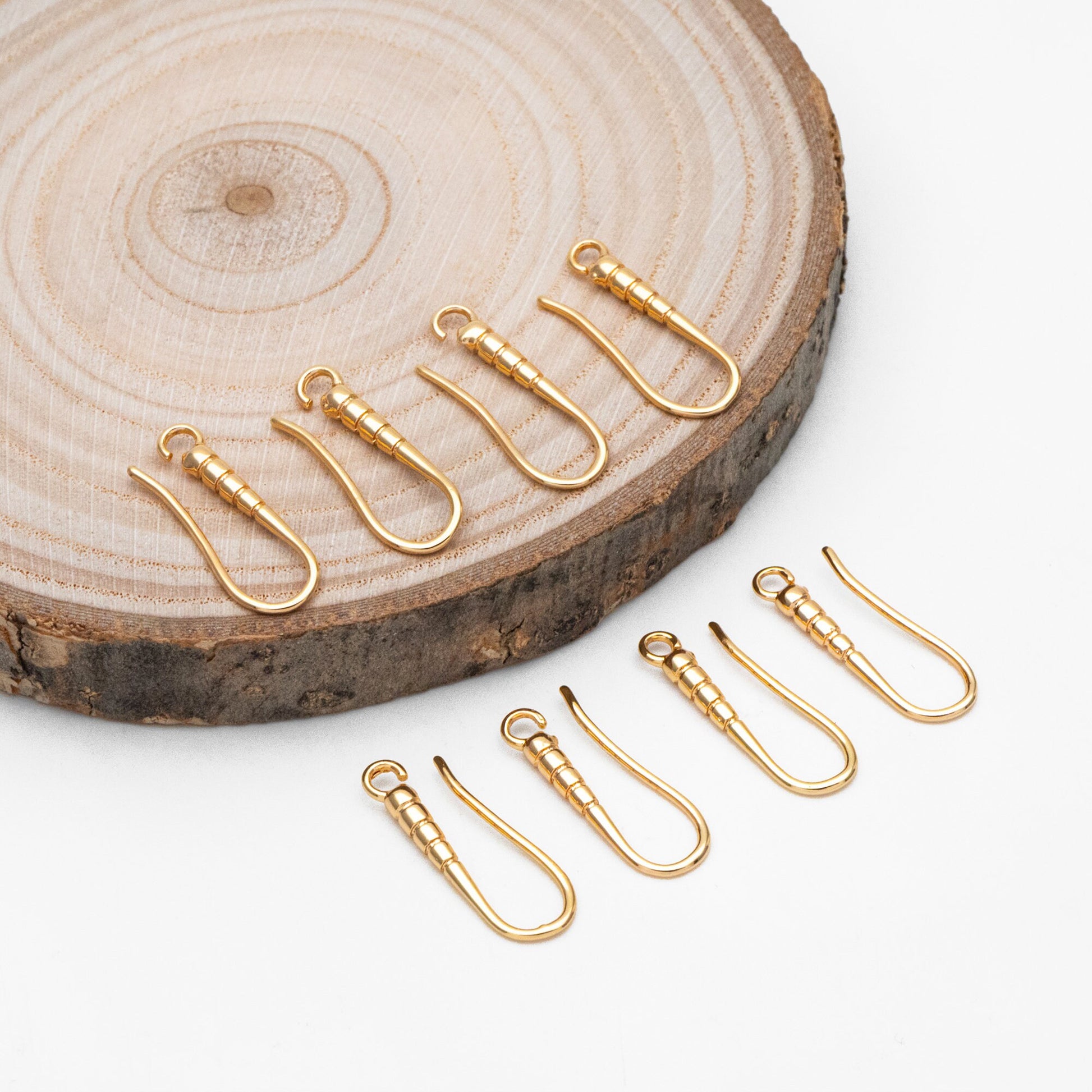 10pcs Gold/ Silver Earring Hooks 20x7mm, Real Gold/ Rhodium plated Brass, Simple Earwires Earring Components (GB-3841)