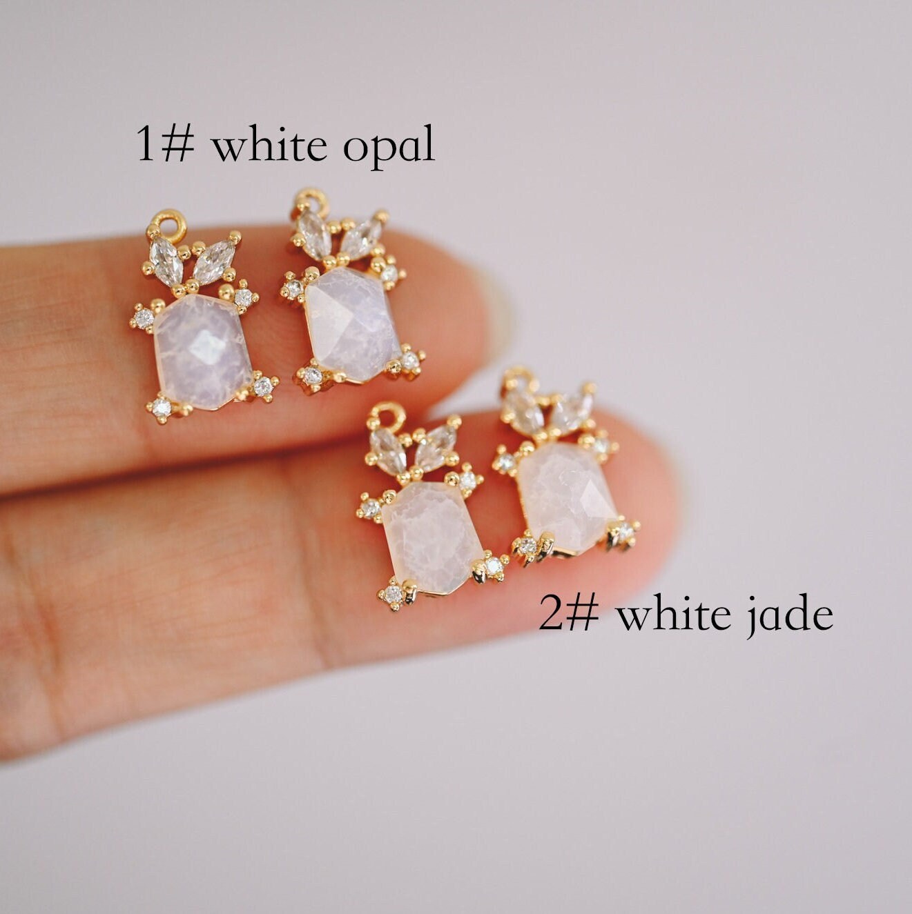 4pcs Crystal Rectangle Charms 14x9mm, 18K Gold plated Brass, Geometric Rhinestone Pendants (GB-1242)