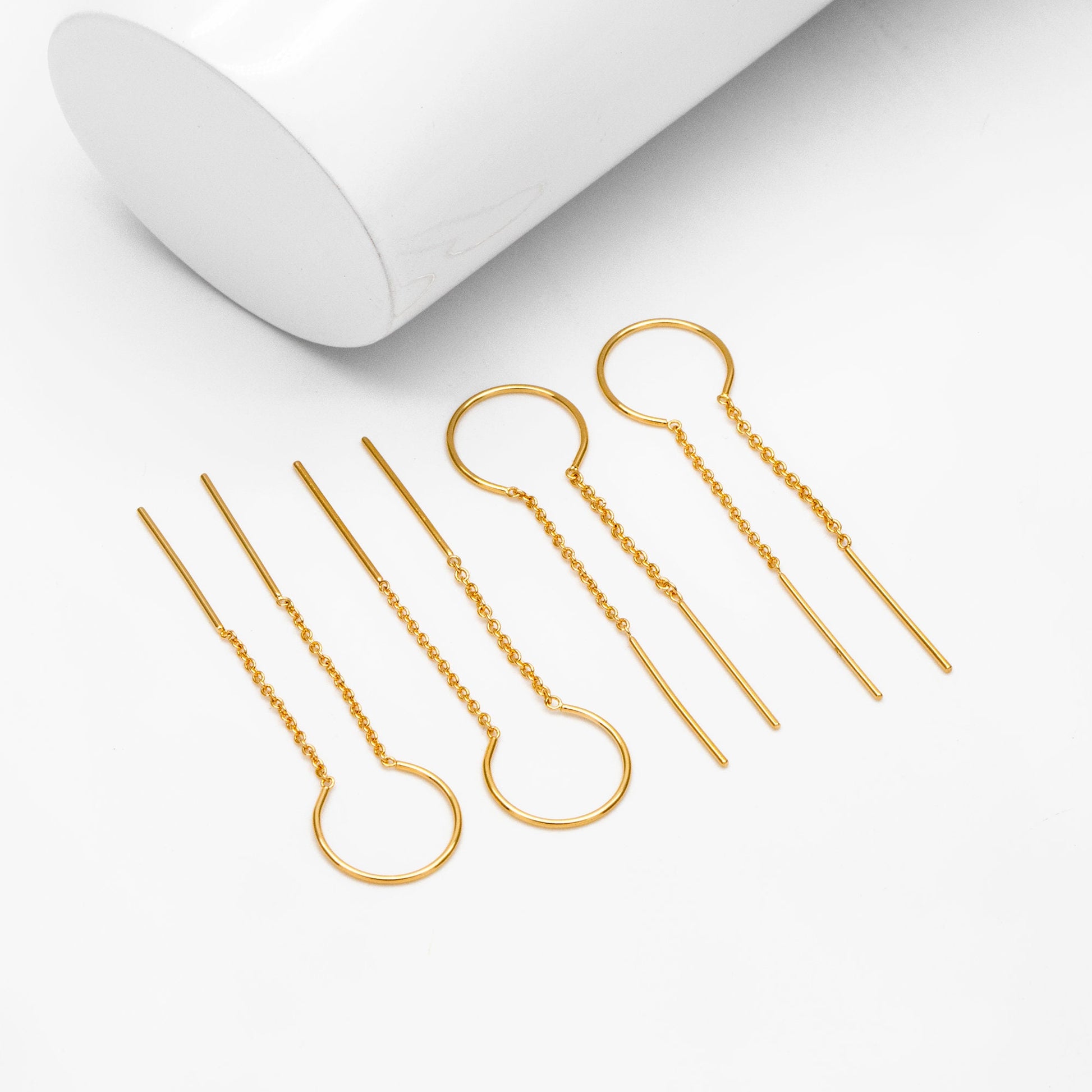 10pcs Gold/ Silver Threader Earrings, 1mm Cable Chain Earwire Thread, Earring Supply Findings Wholesale (GB-1735-D)