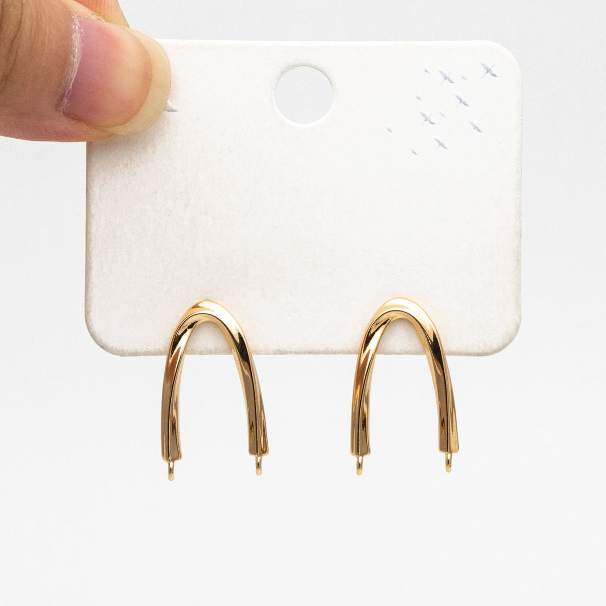 10pcs Gold Twist Bar Stud Earrings with 2 Loops, U-shaped Ear Posts, Simple Ear Wire Findings (GB-3226-D)
