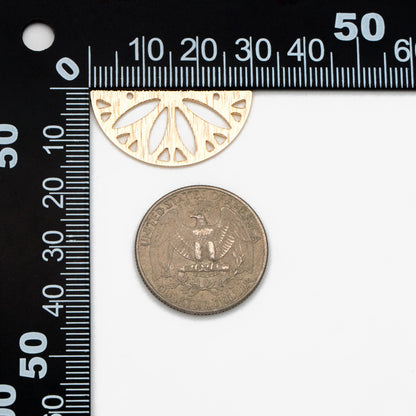 10pcs Gold Brushed Semicircle Connectors, Geometric Earring Charms, Laser Cut Geometric Jewelry (GB-3817-P)