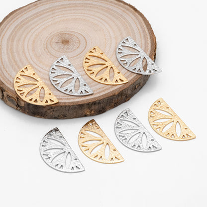 10pcs Gold Brushed Semicircle Connectors, Geometric Earring Charms, Laser Cut Geometric Jewelry (GB-3817-P)